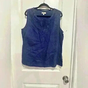 Size Large Blue Embellished Choices sleeveless Blouse
